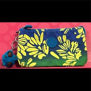 Kipling Tropical Print Creativity Pouch with Gorilla Charm